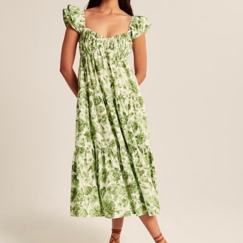 Abercrombie Ruffle Sleeve Poplin Midaxi Dress